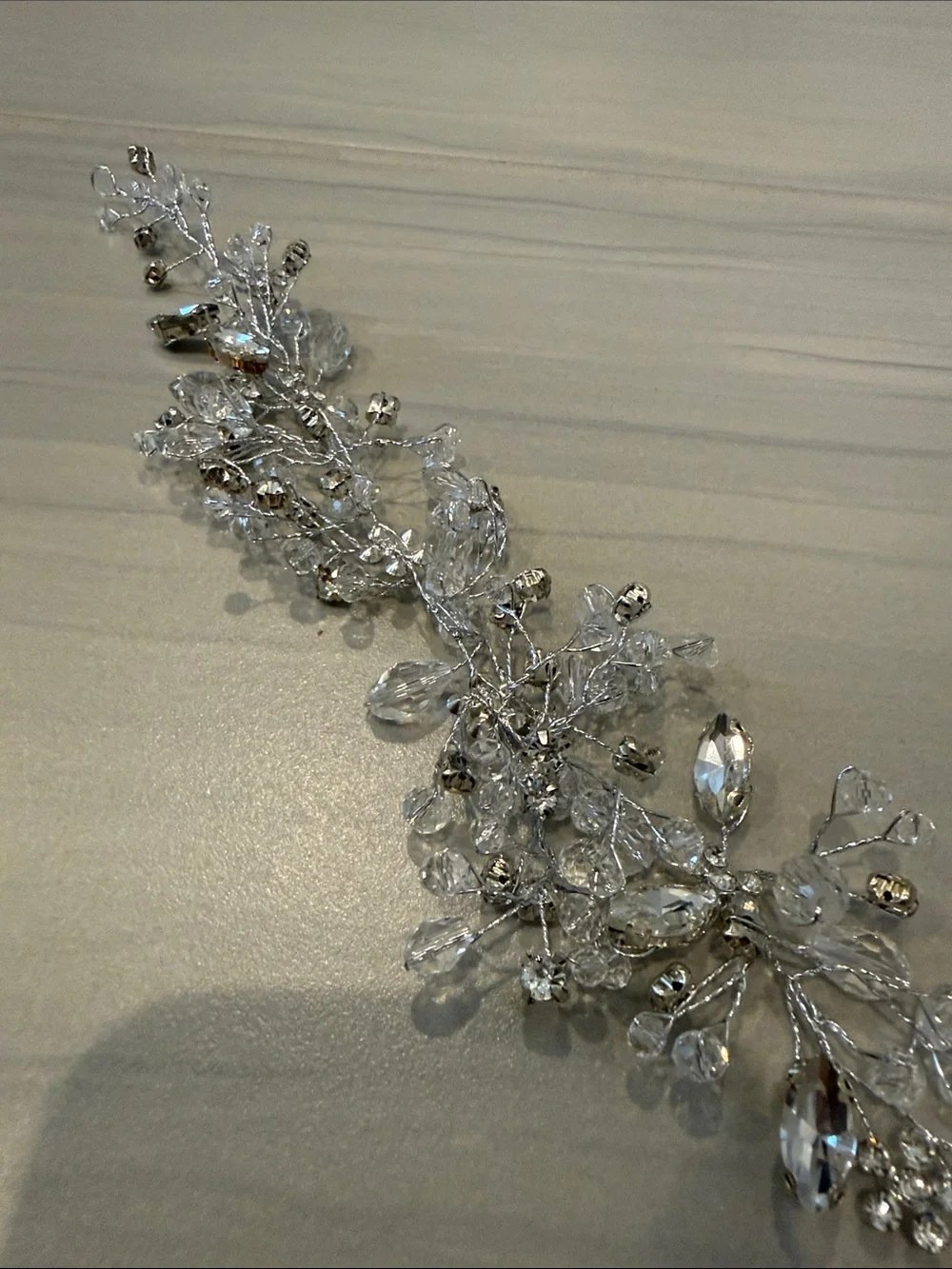 Crystal Embellished Bridal Hair Vine or dress sash- Silver